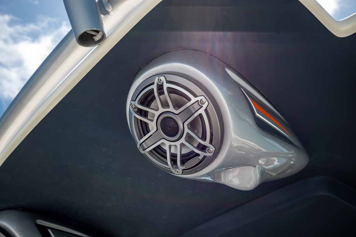 Marine speaker system installed on boat by Hear Me Coming Audio
